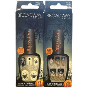 ×2 Halloween Broadway Nails Glow in teh Dark 24ct Each #70788 #70791
